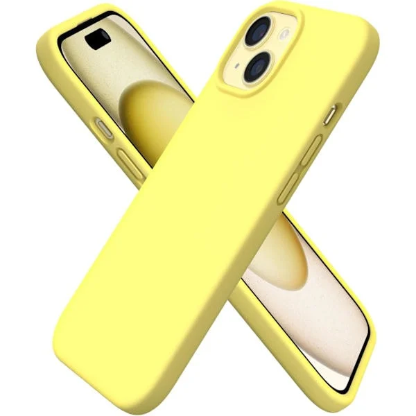 Skal för iPhone 15, Silikonskal Kompatibelt med iPhone 15 6.1 Tum, Slimmad Tunn Skal, Fullständigt Skydd Mjukt Skal, Stöttåligt Skal Citrongult