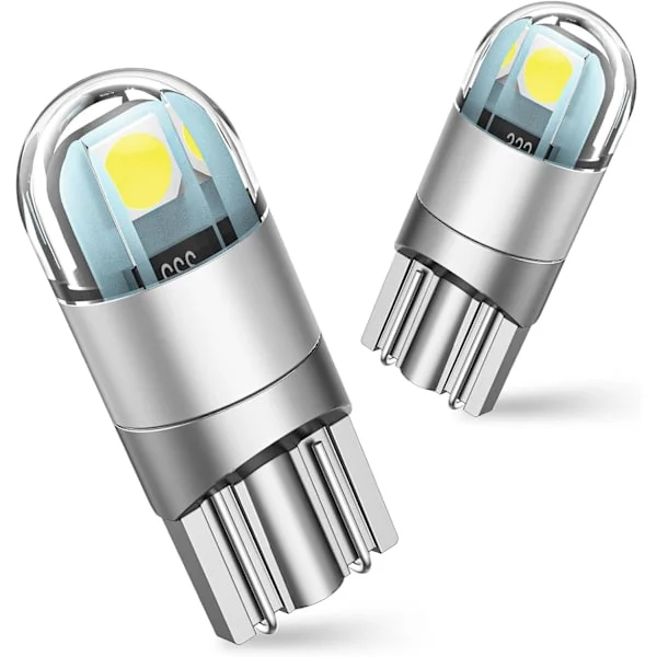 2 stk 194 LED-pære 6000K hvit, skiltlys, kuppellys, T10 168 2825 W5W 3030 lyse chips kile for erstatningspære, kart bagasjerom dør