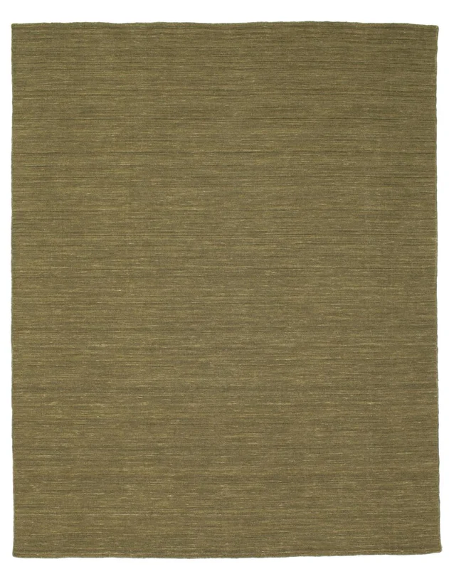 Villamatto Yksivärinen Handloom Flat Oliivinvihreä Matto