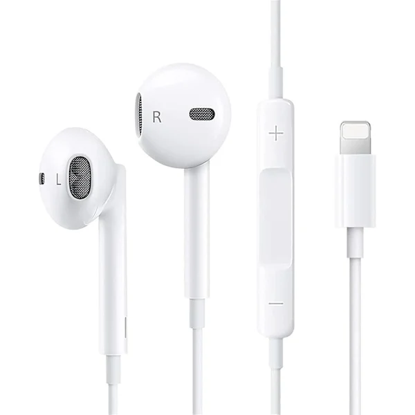 Lightning-hörlurar [Apple MFi-certifierade] Apple-hörlurar med kabel för iPhone, hörlurar med volymkontroll och mikrofon, kompatibla med iPhone 14/14 