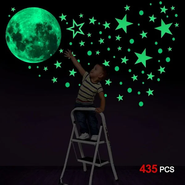 Wall Stickers Luminous Stickers 435 pcs Luminous Stars Dots Moon Wall Stickers DIY Wall Stickers for Bedroom Boys Girls Kids Room