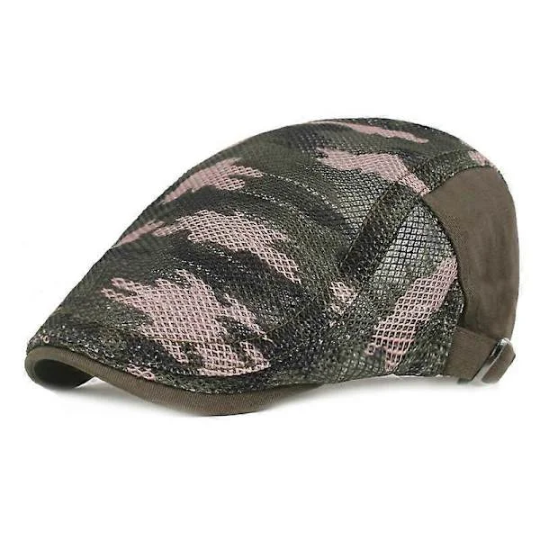 MIMIGO Herr Kamouflage Basker Herr Andningsbar Mesh Sommarhatt Platta Keps Basker Ivy Gatsby Newsboy Kepsar