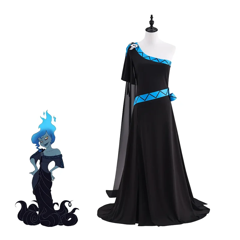AliExpress - Anime Hades Megara Cosplay Kostüm Robe Ballkleid Hercules Kostüm Frau Schwarzes Kleid Halloween Fantasia Hexe Ballkleid