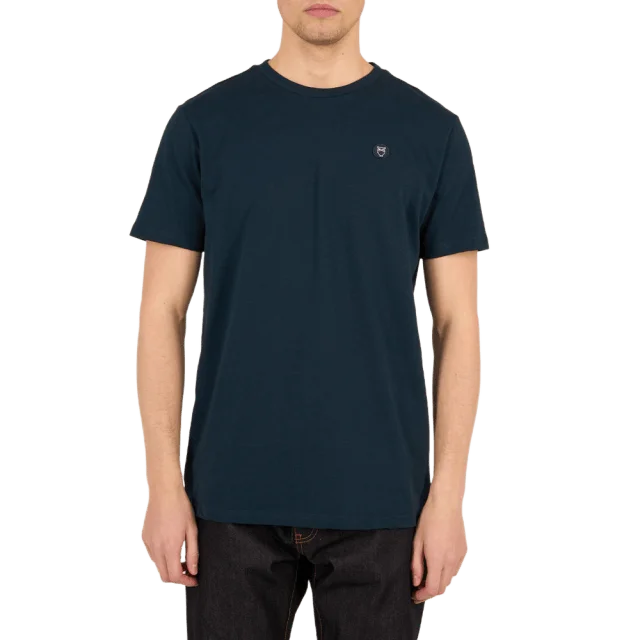 Knowledge Cotton Apparel LOKE badge tee - GOTS/Vegan T-shirts Herr Blå XXL