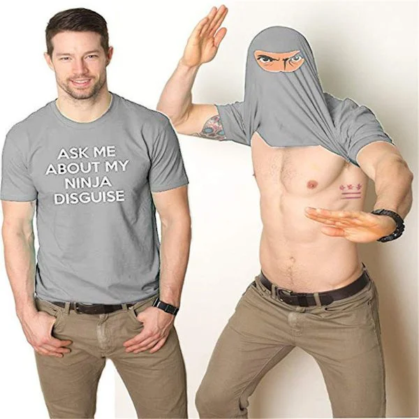 Gave til menn - Spør meg om min Ninja-forkledning T-skjorte kort arm lys grå