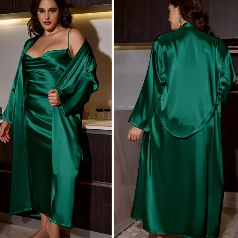 AliExpress - Grande taille 3XL 4XL 5XL nuisette et Robe ensemble Sexy mariée longue robe de bain de mariage printemps été nouveaux vêtements de nuit 