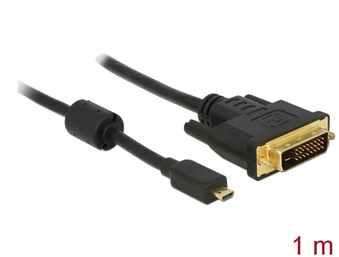 Delock-kaapeli Micro HDMI D uros - DVI-D (Dual Link) uros, 1 m