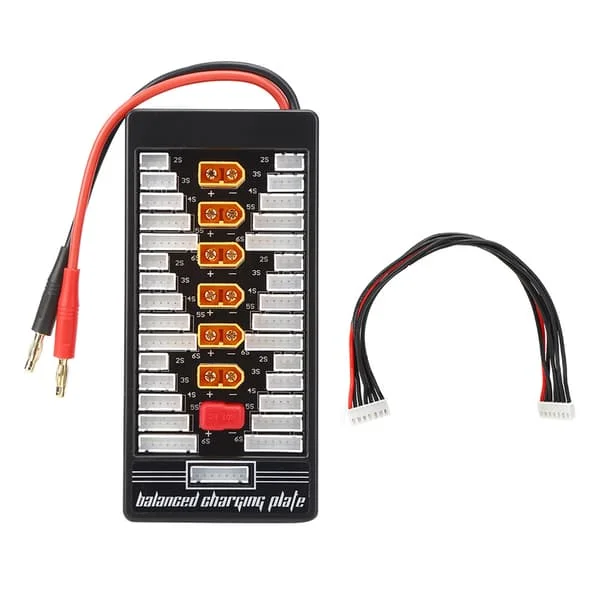 Parallelladningskort til RC-batterier med XT60 4.0 banan stik - Sort