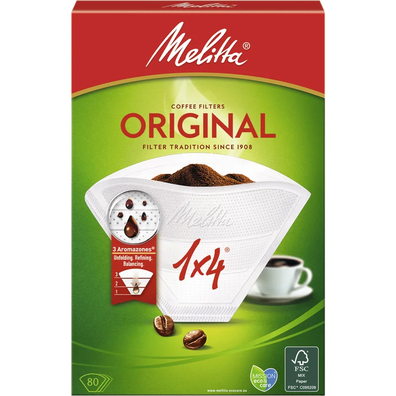 Melitta 1x4 / 80 kahvisuodatinta, valkoinen