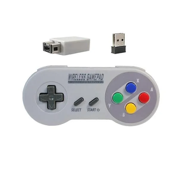 Trådløs 2.4G spillkontroller Gamepad Joypad Joystick Kompatibel for SNES Mini PC Windows NS Switch Fargerik Knapp