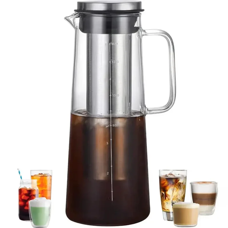 AliExpress - Leeseph Luftdichte Cold Brew Eiskaffeemaschine und Tee-Ei – 1,0 l/34 oz Glaskaraffe mit abnehmbarem Edelstahlfilter