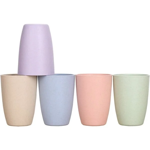 Sæt med 5 krus, plastik kop, kaffekop, porcelæn, tåler opvaskemaskine og mikroovn