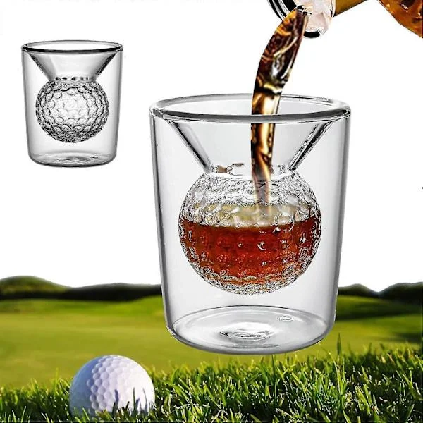 2-pakkaus golfviskilasit, golf-lahjat miesgolfaajille, viskilasit upotetulla golfpallolla, baarijuomalasit_laatuiset lahjat