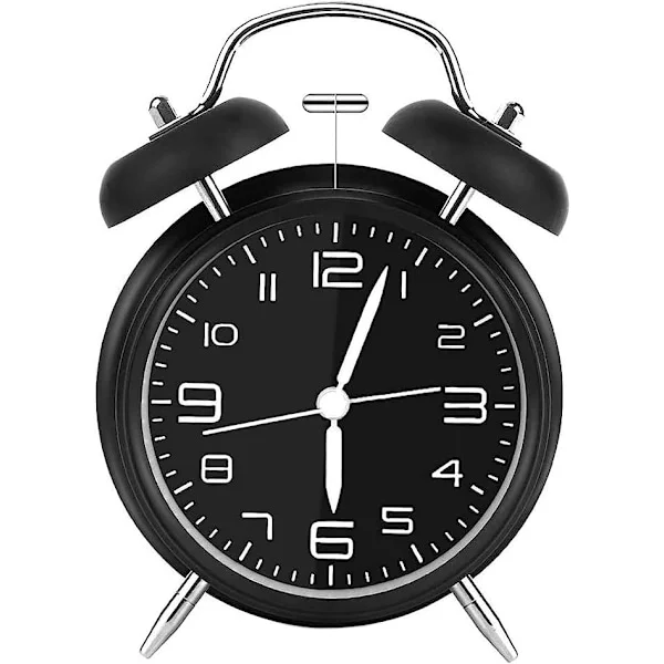 Dobbel bjelle vekkerklokke Retro vekkerklokke, analog stille vekkerklokke