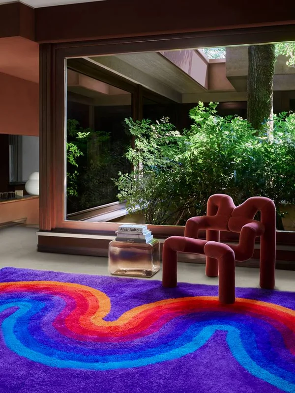 Romantica Curve By Verner Panton 200X300 Violeta/Multicolor Geométrica Alfombra De Lana