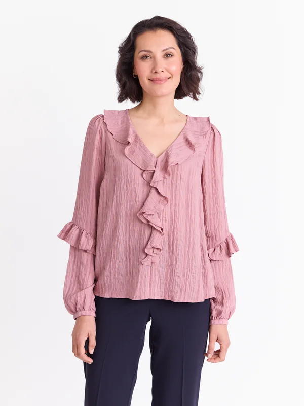 MATCH - Scarlett bluse - Va Vite - Str. 36 - Dame - Skjorter & Bluser - Rosa - 88% viskose, 12% polyamid