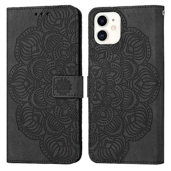 Mandala Præget Læder Flip Cover til iPhone 12 mini