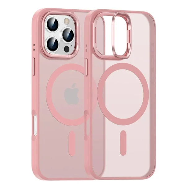 Mode Linshållare Magnetiskt Telefonfodral för iPhone 16 15 14 Plus 13 Pro Max för Magsafe Trådlös Laddare Stötsäkert Skydd Rosa iPhone14pro