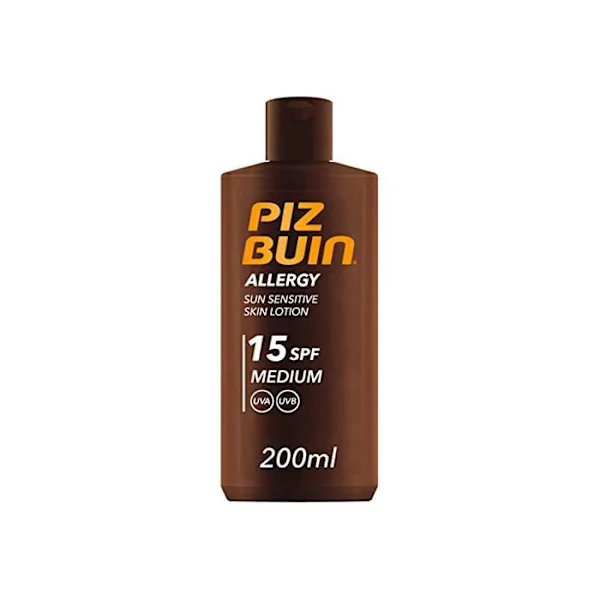 Solcreme - Piz Buin - Allergy SPF15 - Sensitiv Hud - Langvarig Fugtighed - Vandafvisende