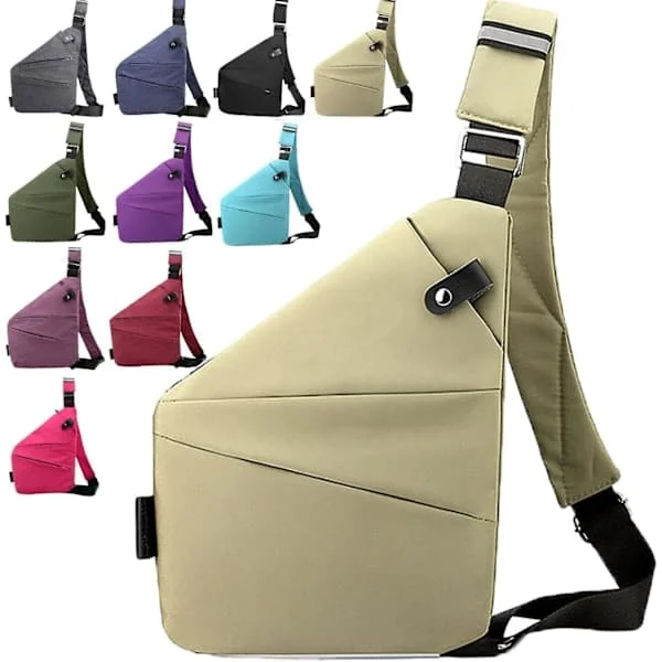 Tyverisikret taske til kvinder, Tyverisikret taske, Tyverisikrede tasker til damer, Rejsetyverisikret taske Højre skulder Khaki