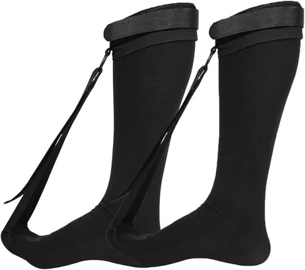 1 par Plantar Fasciitis Sokker - Nattskinne - Hamstring Bandasje - Svart