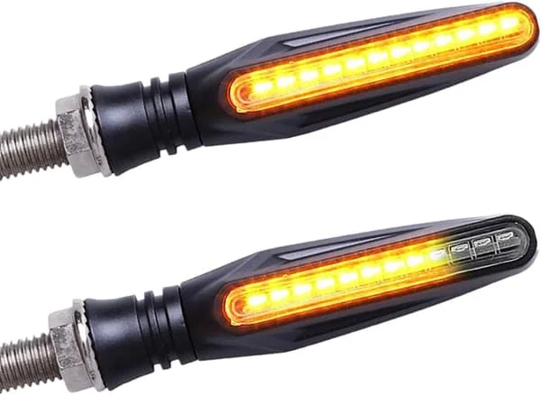 2 st universella LED-blinkers för motorcykel, blinkers för motorcykel, dagsljus, blinkerslampa, sekventiell matchning, bärnsten