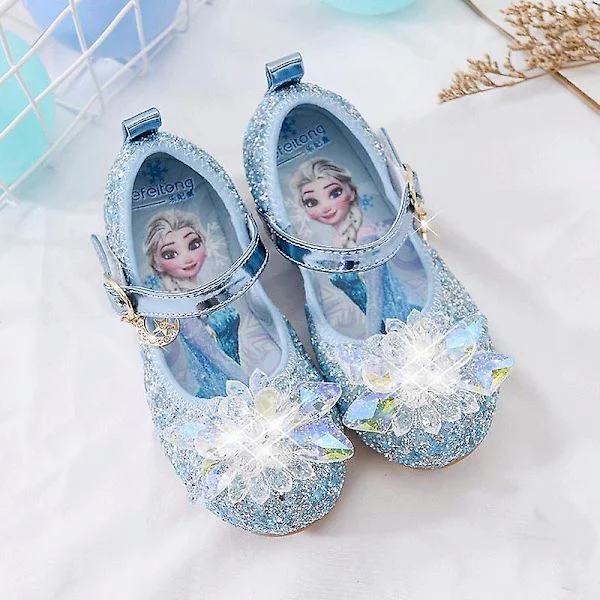 Frysta Elsa Sandaler Prinsess Skor, Halkfria Kristallskor Blå 30 - Innersula 19CM Blu