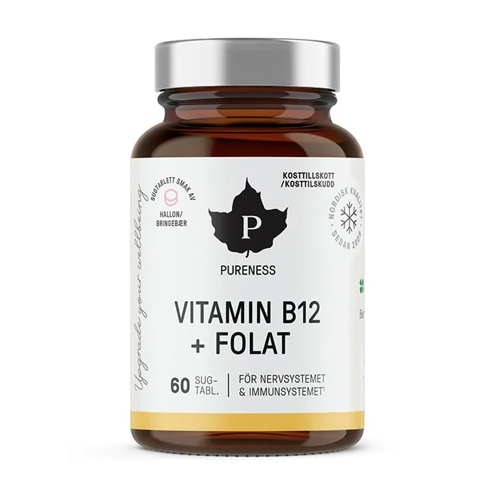 Pureness Vitamin B12 + Folat Hallon 60 sugtabletter