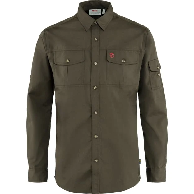 Fjällräven Men's Singi Trekking Shirt Long Sleeves in Dark Olive, G-1000 | Size: Large