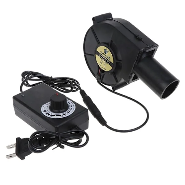 AC100-240V US-kontakt Hastighetsreglerande Fläkt 24V Grill Vedspis Utomhus Mobil Portabel med Liten Luftsamlingskanal