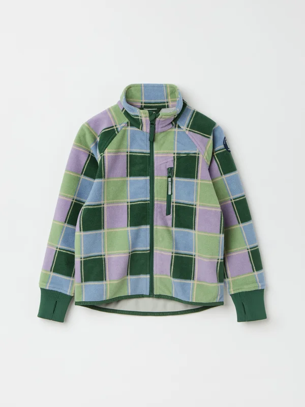 Polarn O. Pyret - Check windproof fleece jacket - 140 - Childrenswear - purple