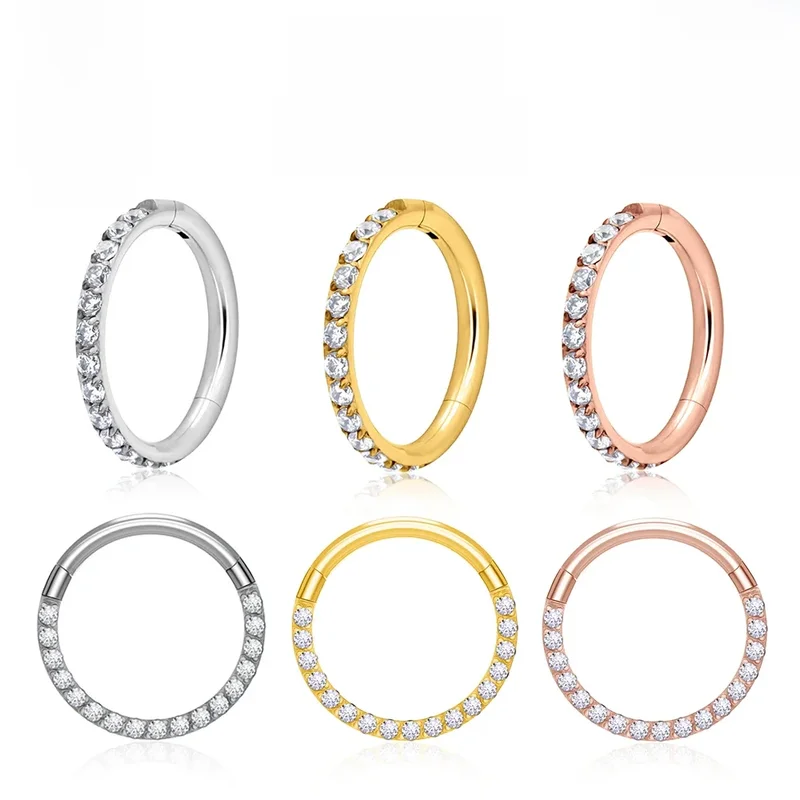 AliExpress - 1/10 Stück G23 Titan Nasenringe Septum Clicker Ohrknorpel Tragus Helix Daith Ohrringe Hoops 16G 18G CZ Körperschmuck