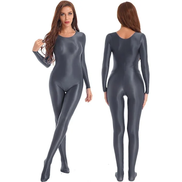 9 farver Sexet Dame Blank Badedragt Badetøj Langærmet Teddies Bodystocking Silkeagtig Heldragt Jumpsuit Udslæt Beskyttelse
