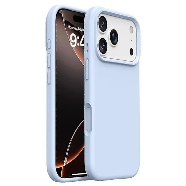 iPhone 17 Pro Max Fodral Mjuk Mikrofiberfoder, Flytande Silikon + PC Skydd Molnblå? Molnblå