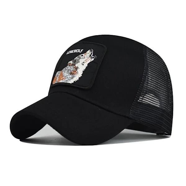 New Animal Wolves Embroidery Mesh Hats Men and Women Animal Baseball Caps Hip Hop Dutch Tongue Cap