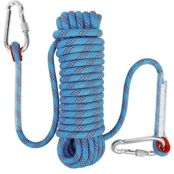 Klatretau med statisk sikkerhetskarabin 10mm Polyester Klatretau Redning for Vandring Klatring Fjell 10M-