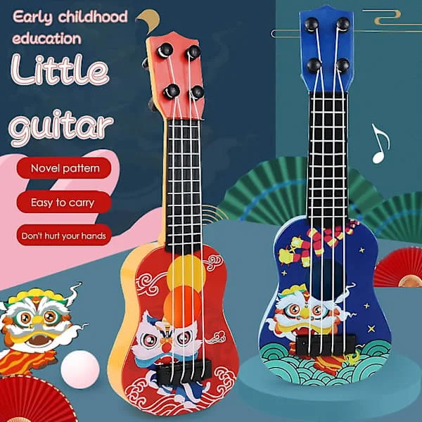 Mini Gitar for Baby Barn Nybegynnere Klassisk Mini Ukulele Gitar Pedagogisk Musikkinstrument Leketøy for Barn Tidlig Utdanning Rød