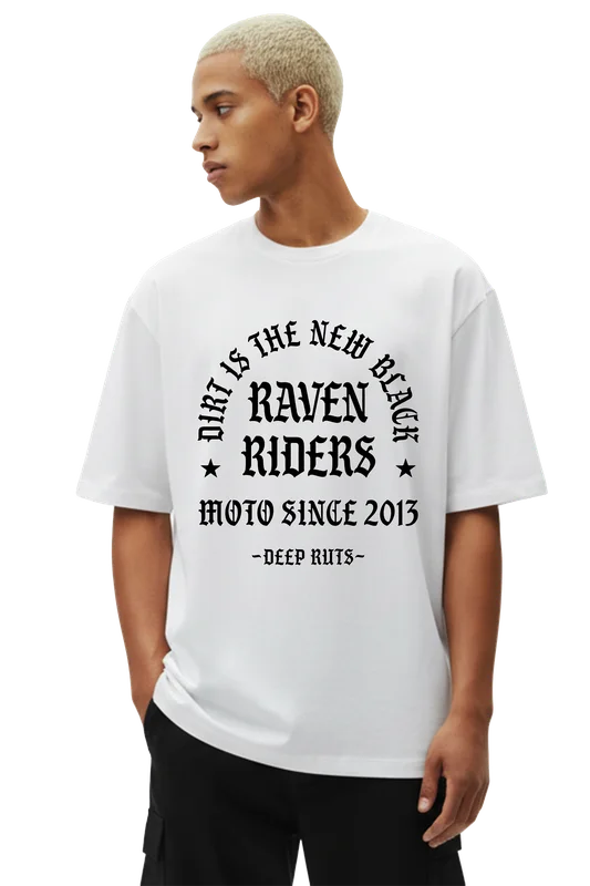 Raven Gothic Oversize T-Shirt White