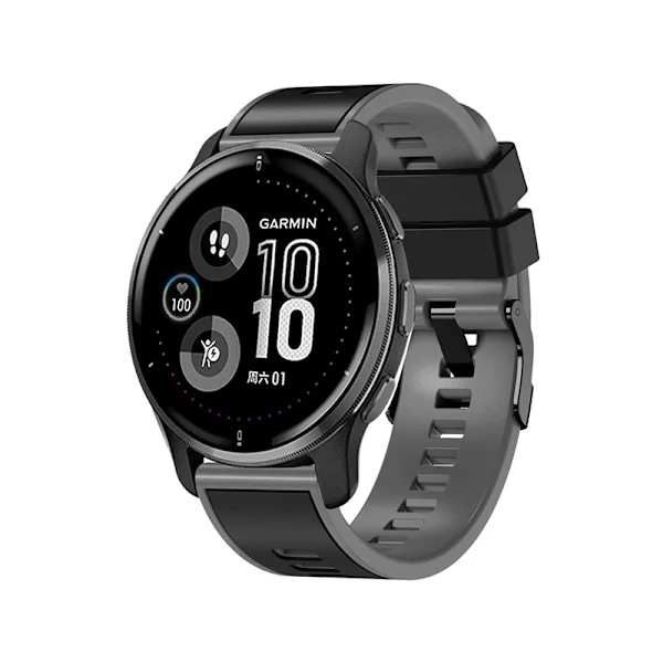 Svart-grå silikonarmband kompatibelt med Garmin Venu2, Samsung Galaxy Watch, Huawei Watch GT och Amazfit klockor 22mm Black+Grey
