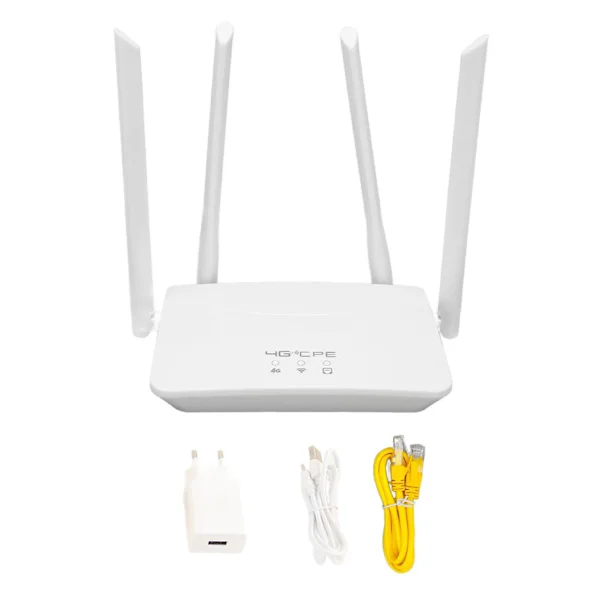 4G LTE-ruter 300 Mbps 4 High Gain-antenne Mobil Hotspot WiFi Trådløs ruter med SIM-kortspor for Europa Asia 100-240V EU-plugg