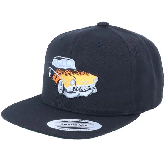Kiddo Cap - Black snapback Czapka Z Daszkiem - Kids Flaming Car Black Snapback @ Hatstore