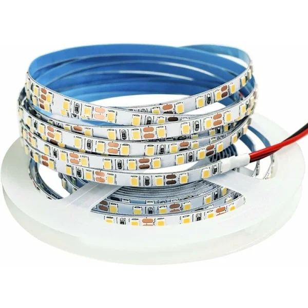12V LED-strip, 1 cm bred, 3000K 5M Varmvit LED-strip 2835 IP65 120 lysdioder/M, Totalt 600 lysdioder LED-ljusremsa för sovrum, köksdekoration-FX-