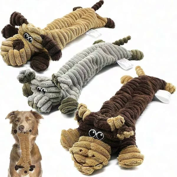 3-pack Okrossbara Pipande Hundleksaker, Tåliga & Mjuka Tuggleksaker för Hundar