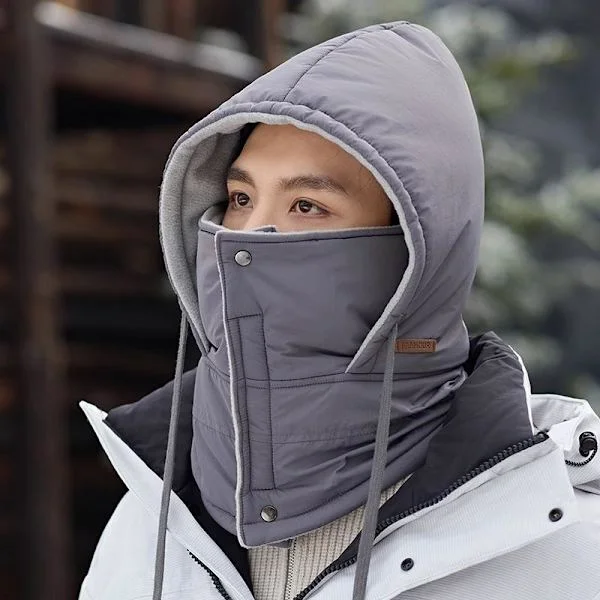 Mörkgrå-Unisex Vintercykelmössa Enfärgad Mask Skid Vindtät Mössa Håll Varm Halsvärmare Mask Mössa Halsduk Set