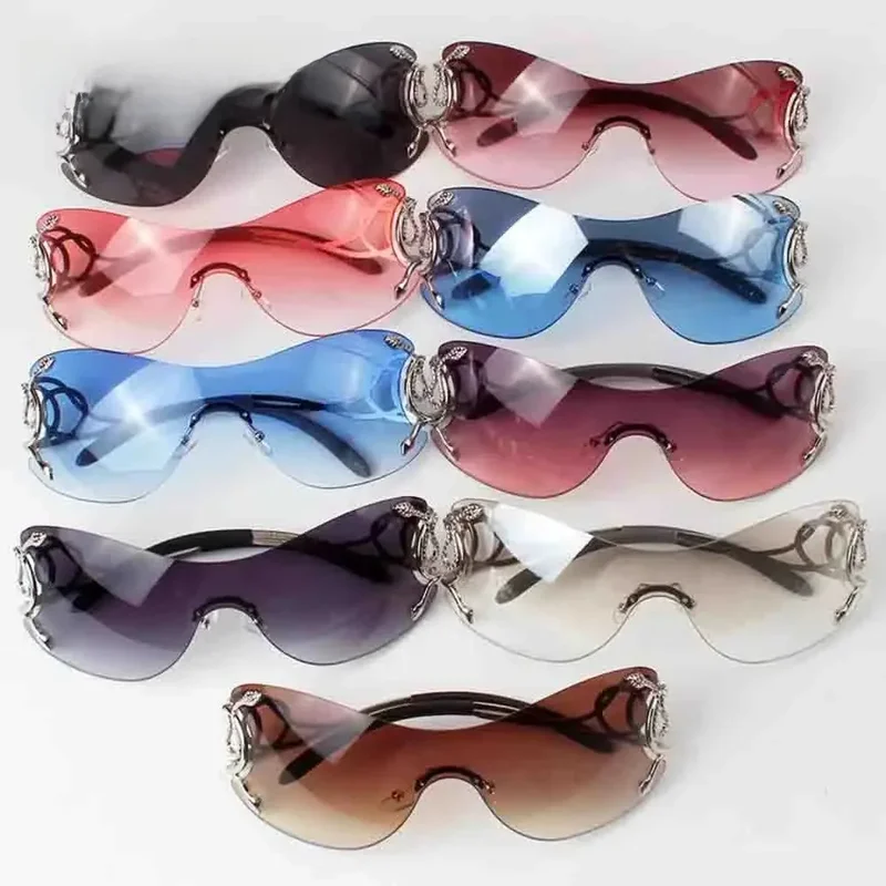 AliExpress - KLASSNUM-Lunettes de soleil dégradées vintage sans monture pour hommes et femmes, lunettes de pilote unisexes, lunettes de soleil de luxe