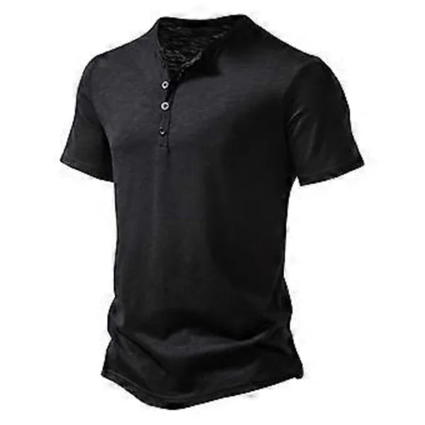 Herre Casual Slim Fit T-shirt Skjorte (XL Sort)