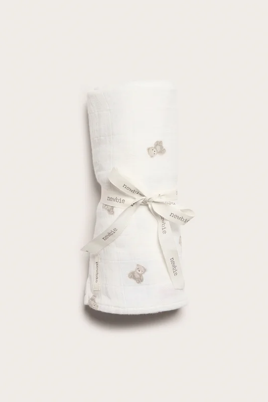 Newbie | Mönstrad muslinfilt Offwhite ONE SIZE | Baby