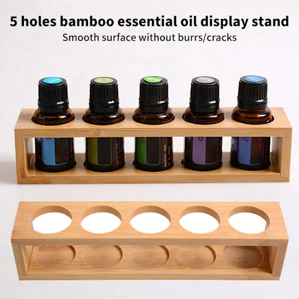 1 st eterisk olja bambu displayställ 5 hål eterisk olja per