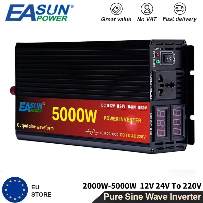 AliExpress - EASUN POWER Reine Sinus Welle 3000 W 4000 W 5000 W Auto Inverter DC 12 V 24 V AC 220 V 50Hz Power Inverter Konverter Mit LED-Anzeige