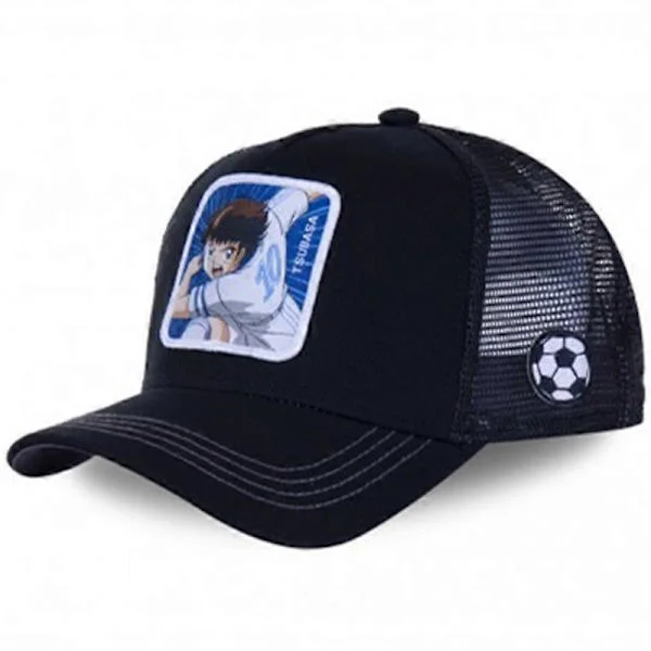 Laadukas Anime Sarjakuva Merkki Snapback Lippis Puuvilla Baseball Lippis Miehet Naiset Hip Hop Isä Verkkohattu Rekkakuski Dropshipping Tsubasa MUSTA